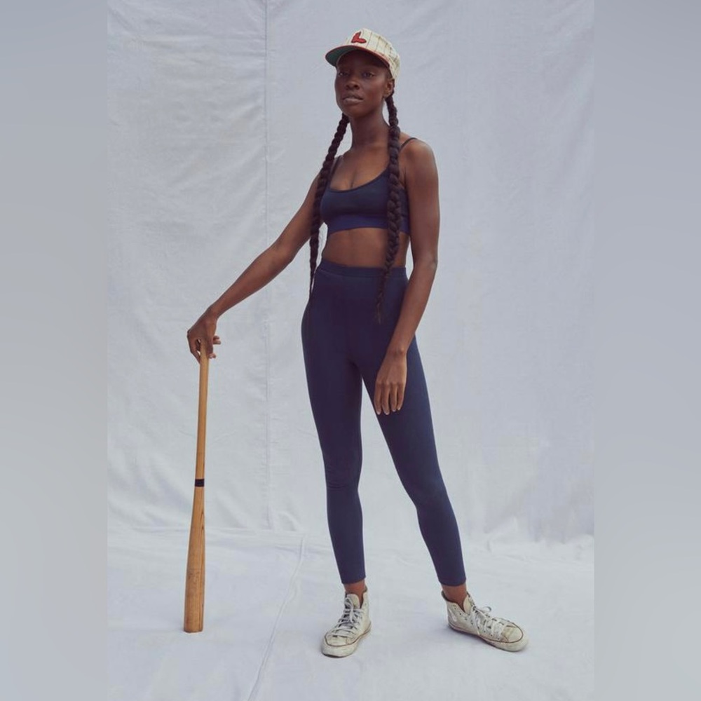 Ceres Sport navy blue ribbed tights. XS